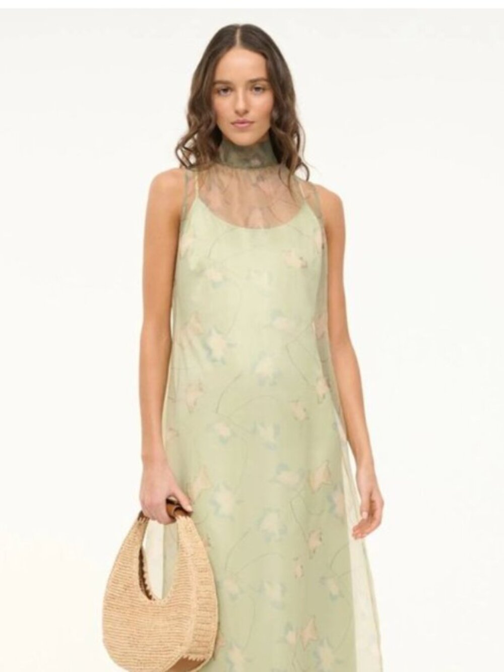 STAUD Albee Maxi Dress Gown in Botanical Moss Green - Picture 2 of 10